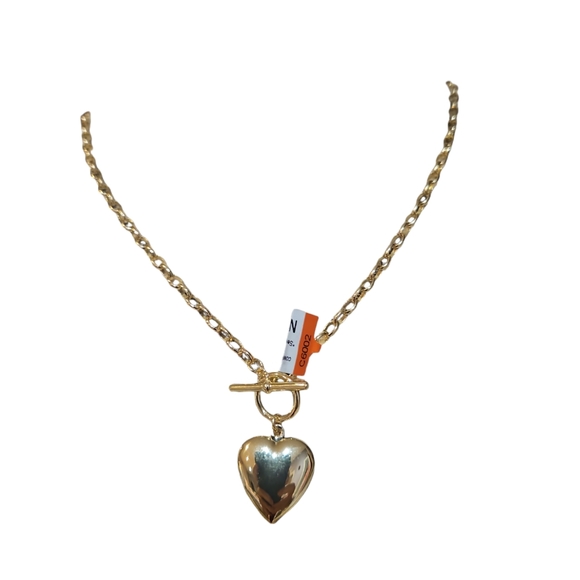 Mia Sarina Women Fine Silver Plated Heart Toggle Necklace Clasp Chain - Picture 2 of 9